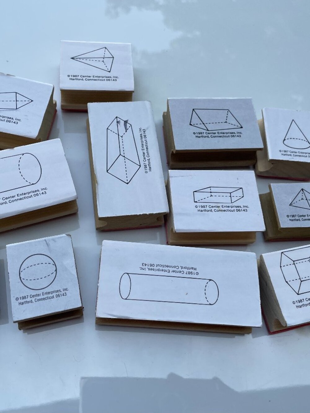 Rubber Stamp Set - Geometric Solids | 14 Shapes | Vintage